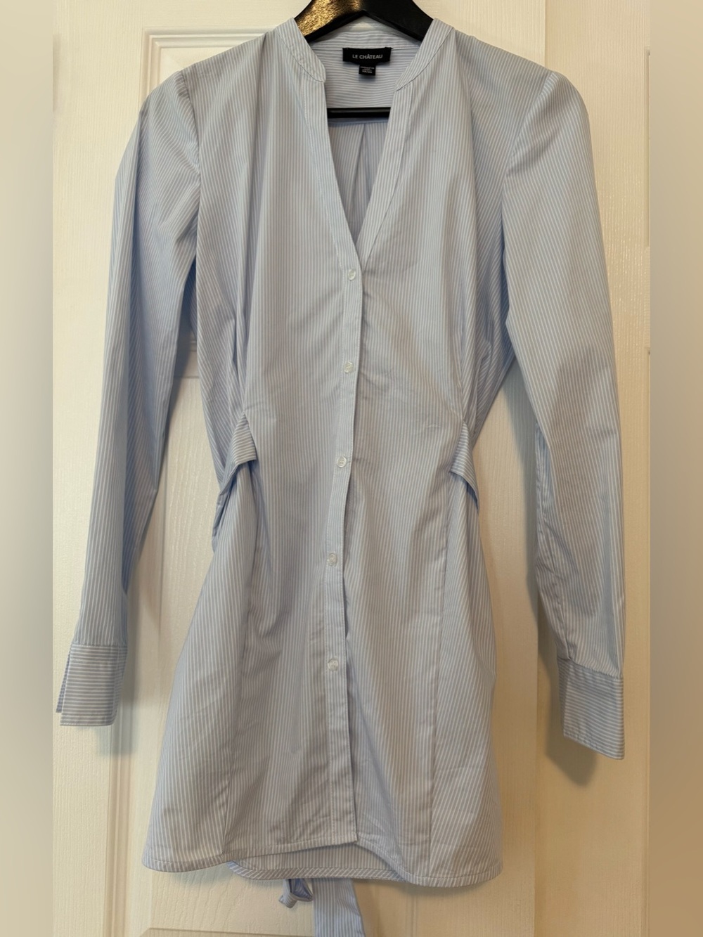 le chateau Light Blue Pinstripe Long Sleeve, Long Shirt